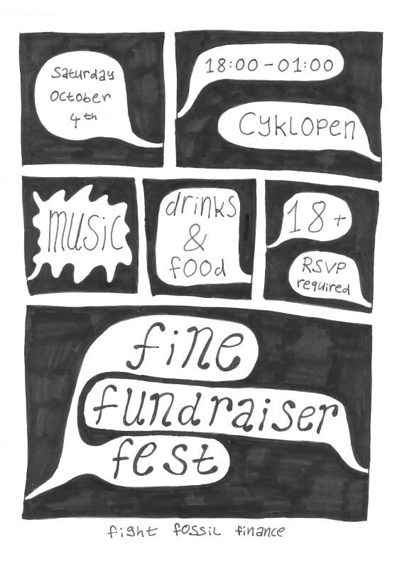 a lot of speech bubbles announce the different information about the fundraiser.