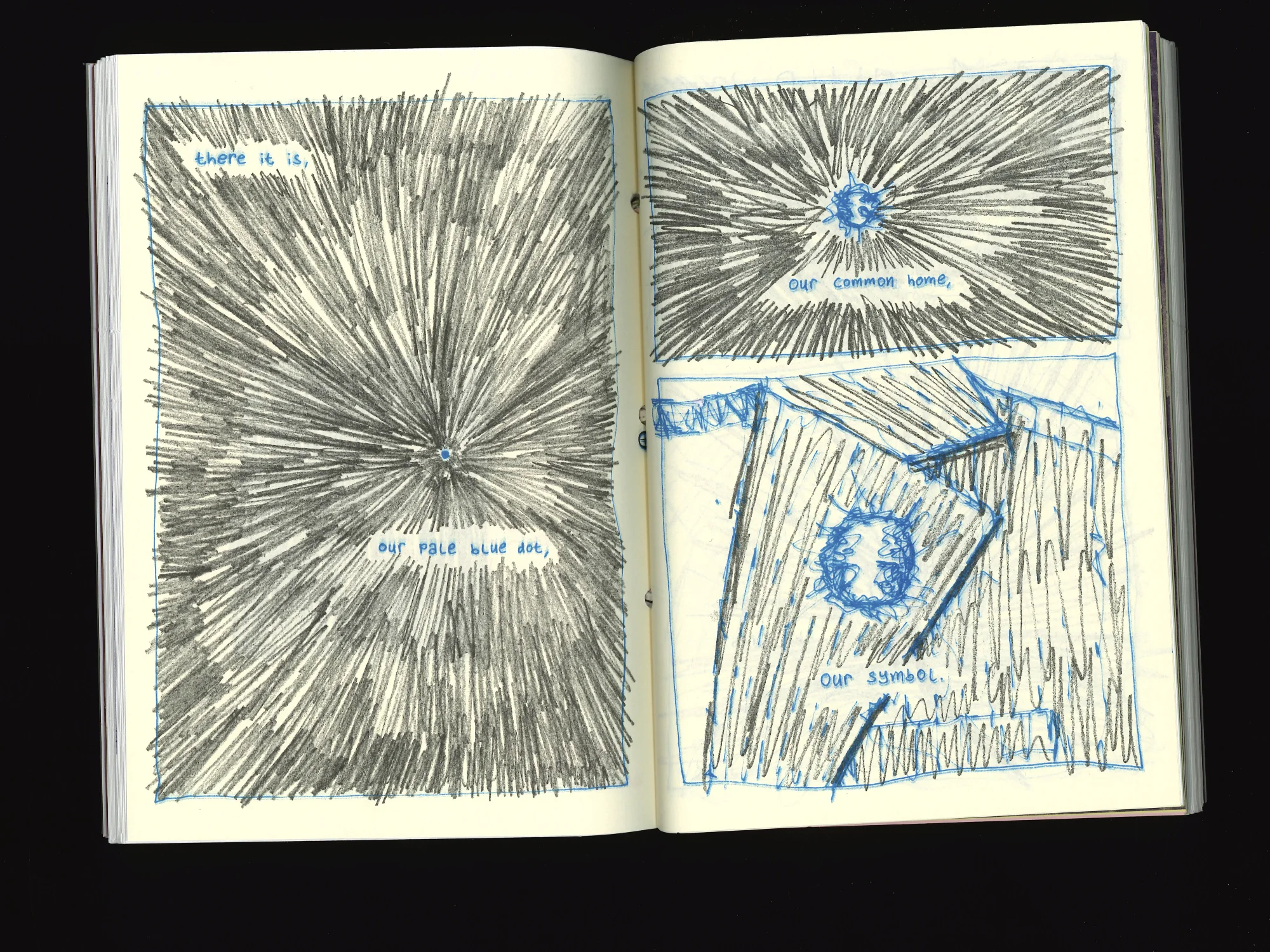 spread showing part of "pale blue dot".